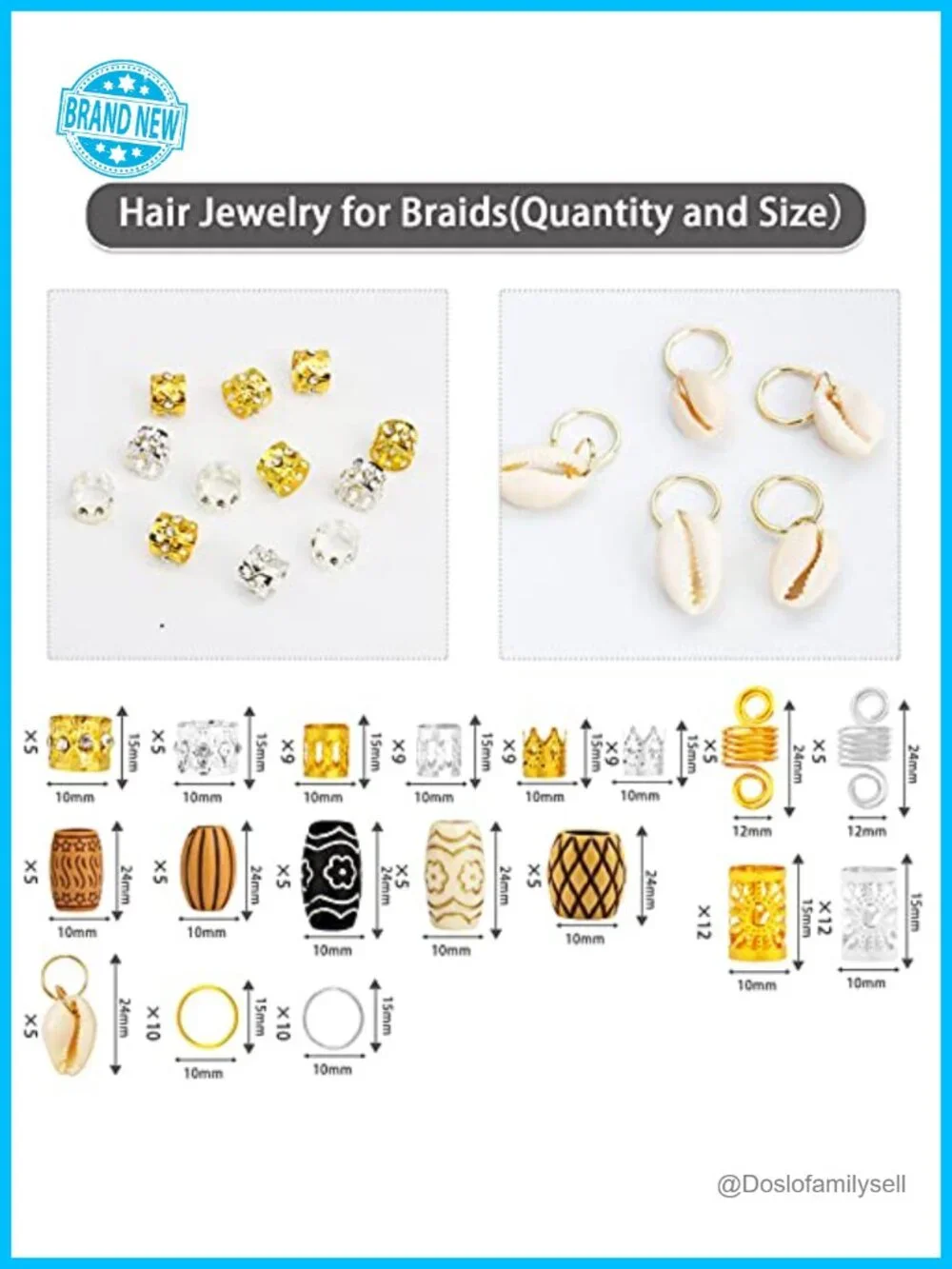 133 PCS Hair Jewelry for Braids Gold Cuffs Locs Dreadlock Accessories Metal